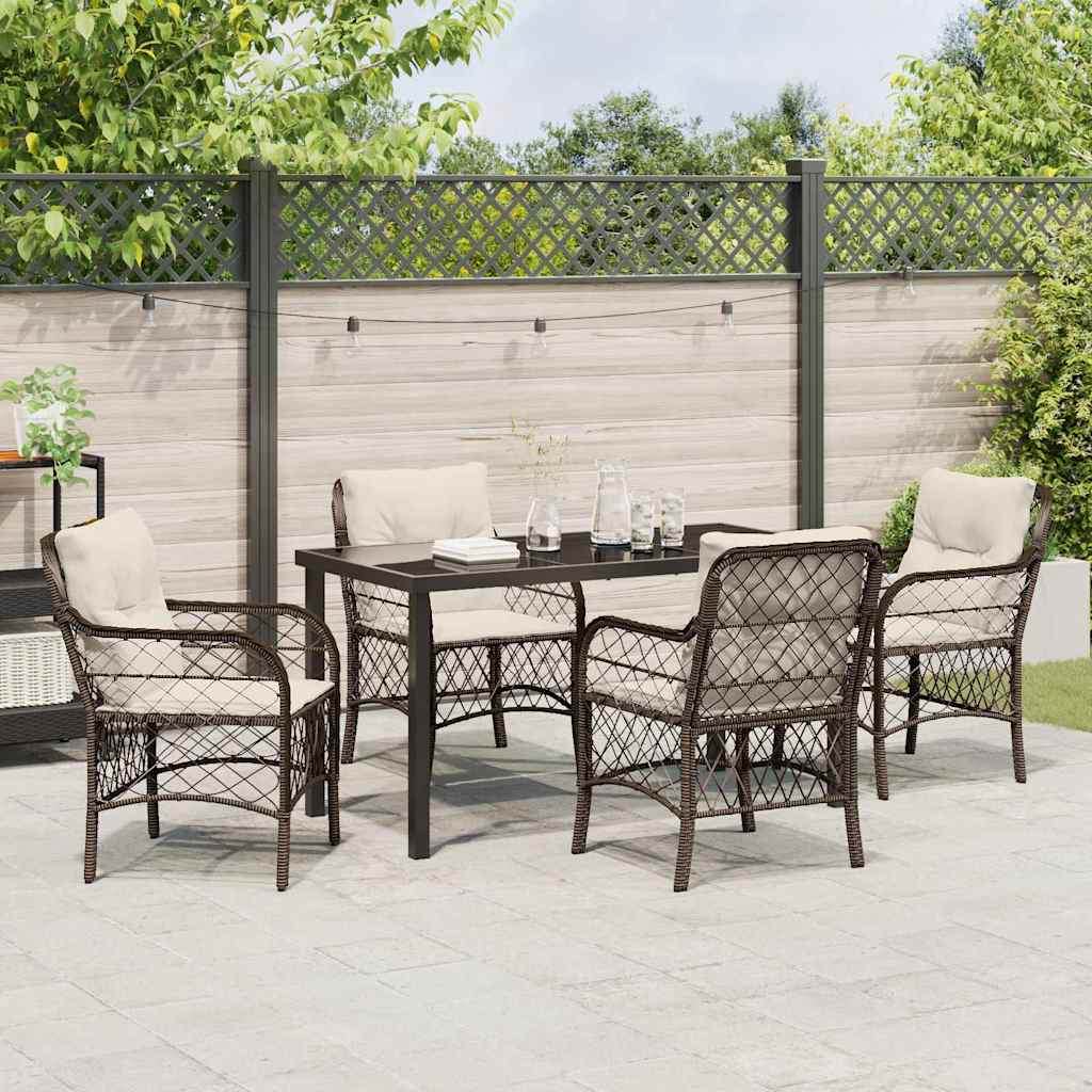Have Spisebordssæt med pude 5 pcs Brun polyrattan