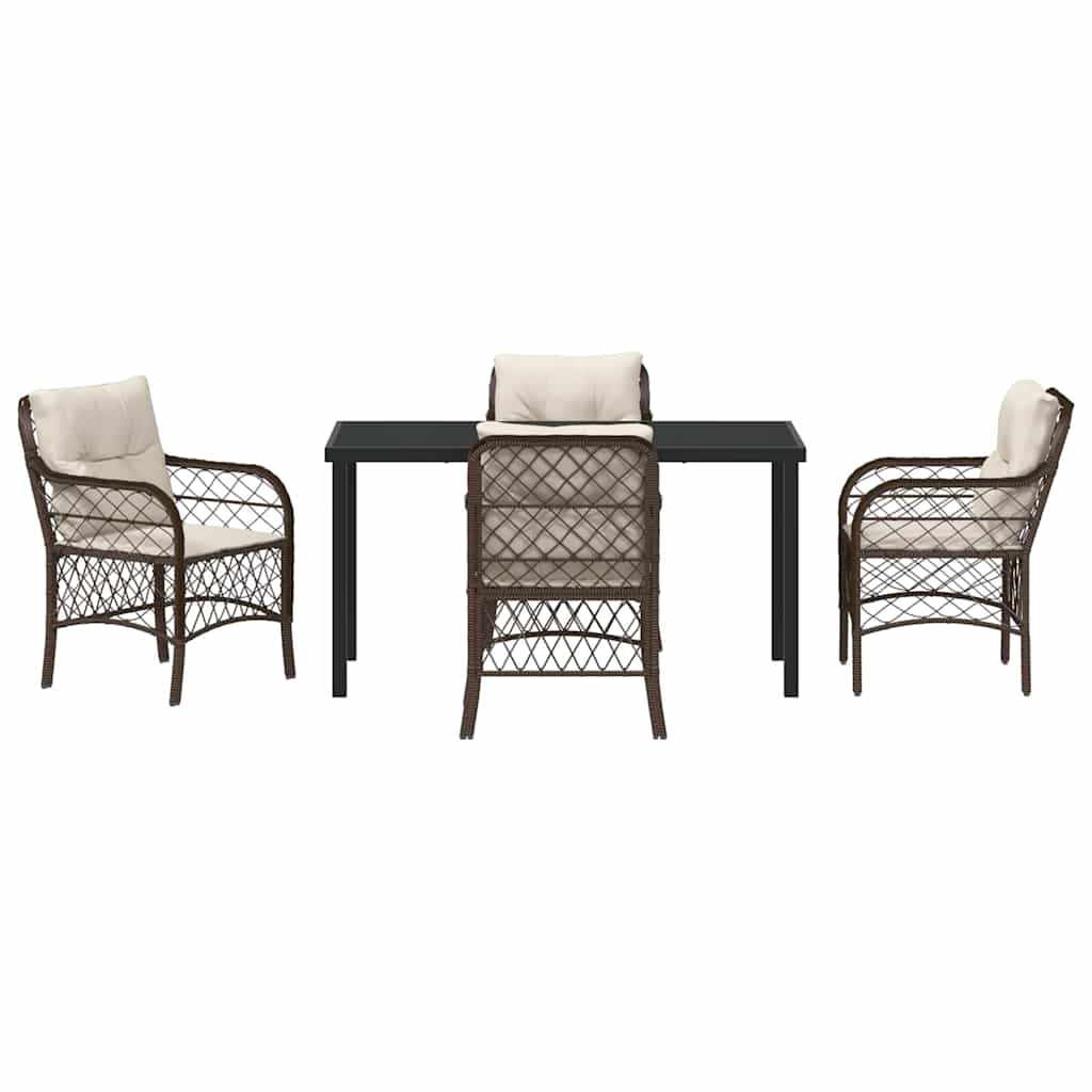 Have Spisebordssæt med pude 5 pcs Brun polyrattan