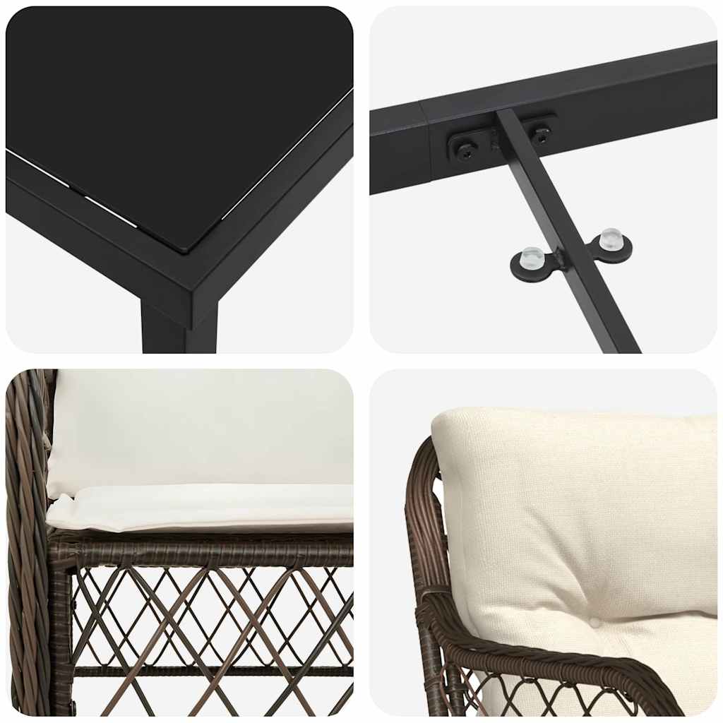 Have Spisebordssæt med pude 5 pcs Brun polyrattan
