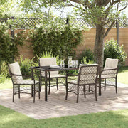 Have Spisebordssæt med pude 5 pcs Brun polyrattan
