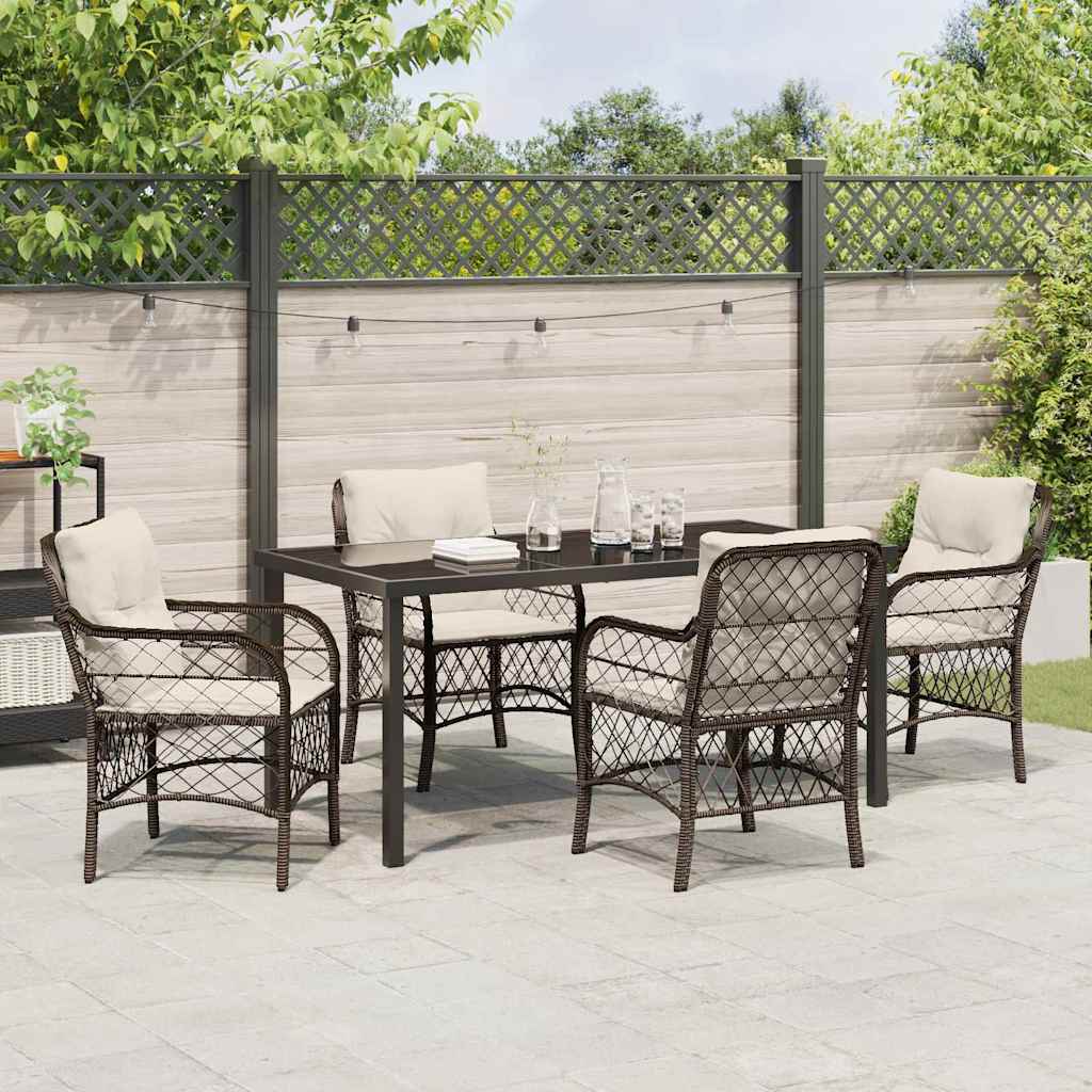 Have Spisebordssæt med pude 5 pcs Brun polyrattan