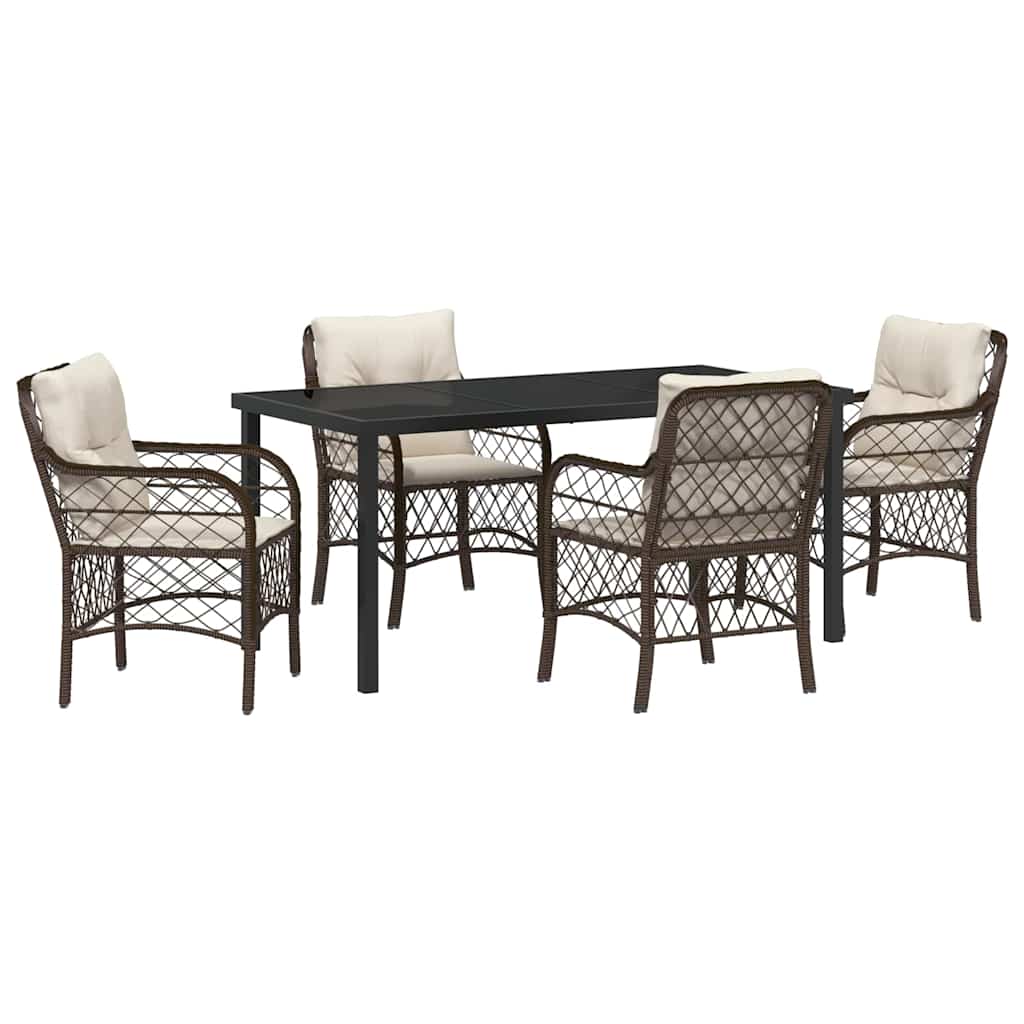 Have Spisebordssæt med pude 5 pcs Brun polyrattan