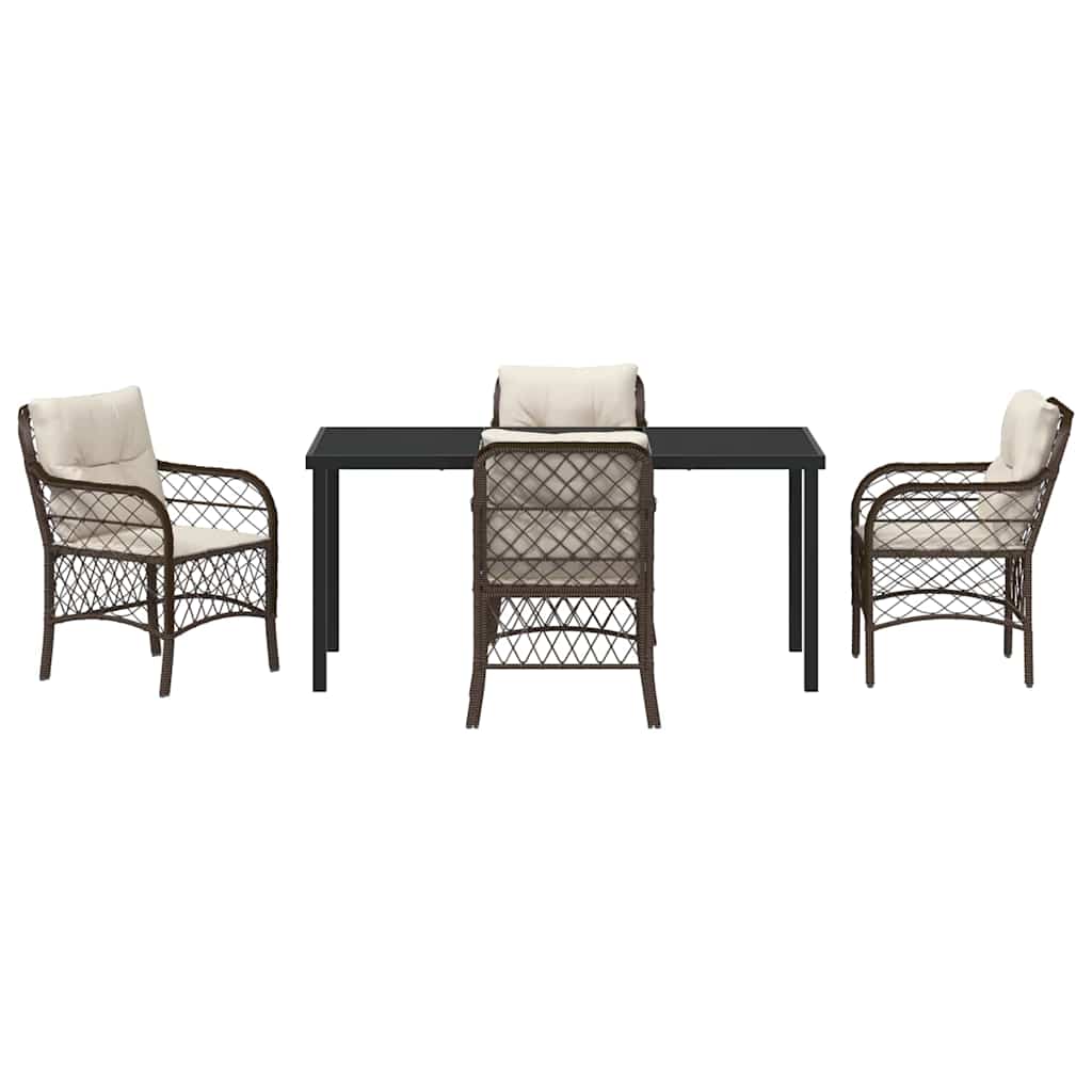 Have Spisebordssæt med pude 5 pcs Brun polyrattan