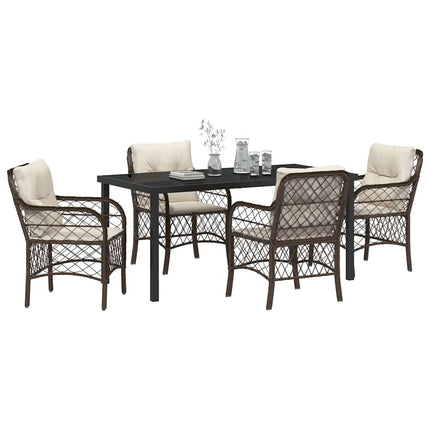 Have Spisebordssæt med pude 5 pcs Brun polyrattan