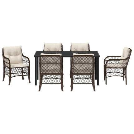 Have Spisebordssæt med pude 7 pcs Brun polyrattan