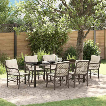 Have Spisebordssæt med pude 7 pcs Brun polyrattan