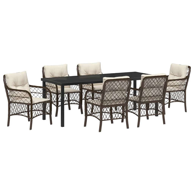 Have Spisebordssæt 7 stk. Brun polyrattan