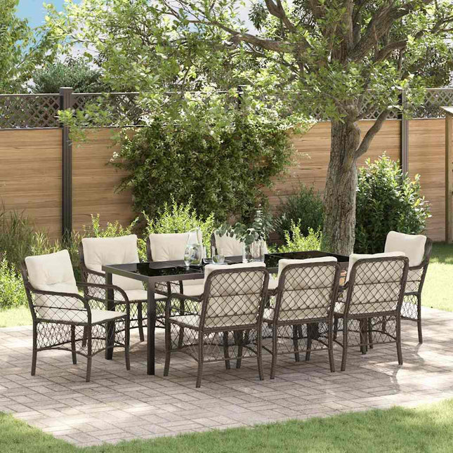 Have Spisebordssæt 9 stk. Brun polyrattan