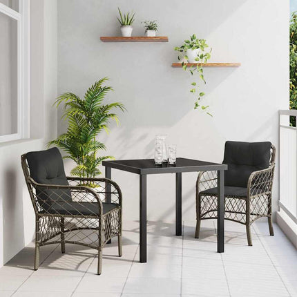Have Spisebordssæt med pude 3 pcs Grå polyrattan