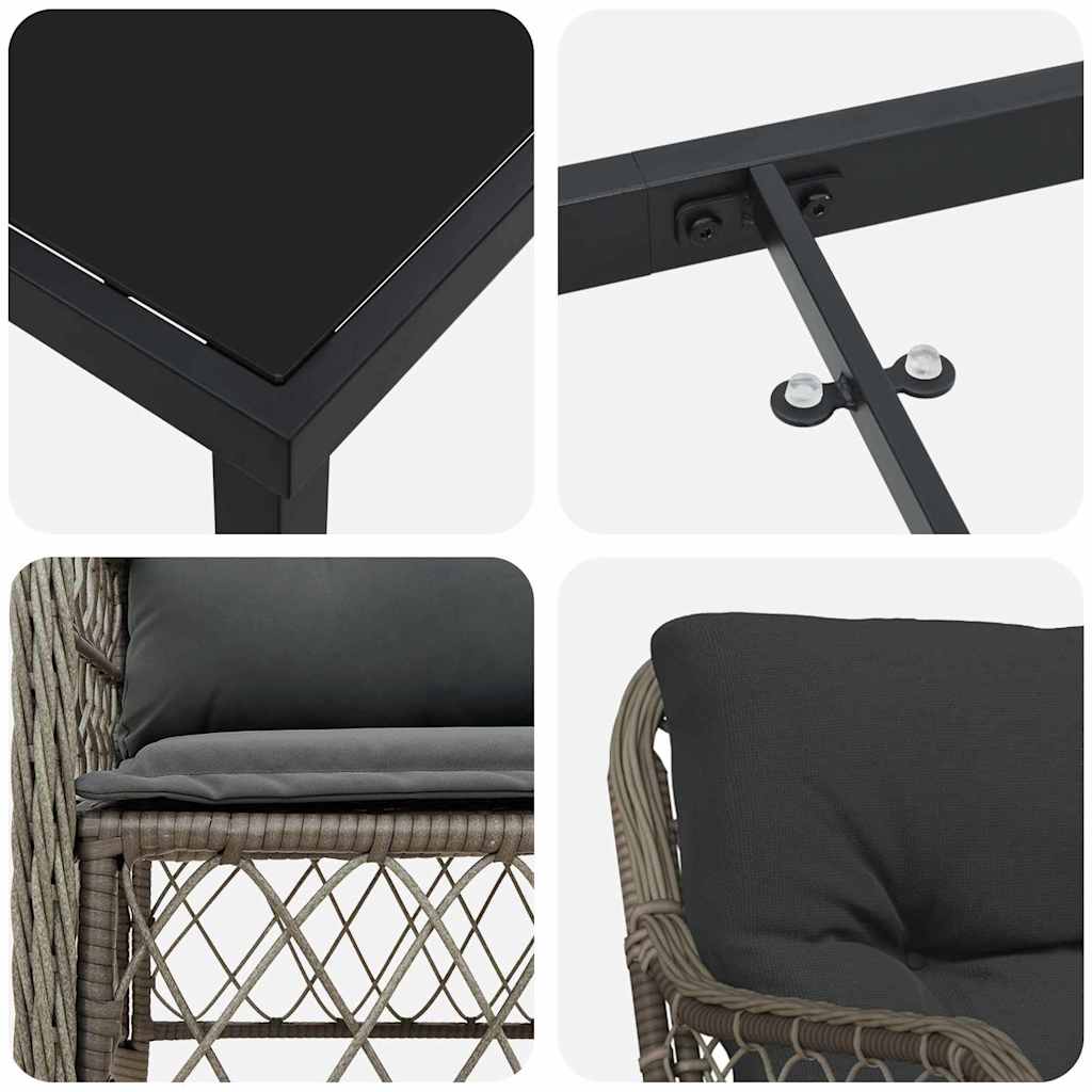 Have Spisebordssæt med pude 5 pcs Grå polyrattan