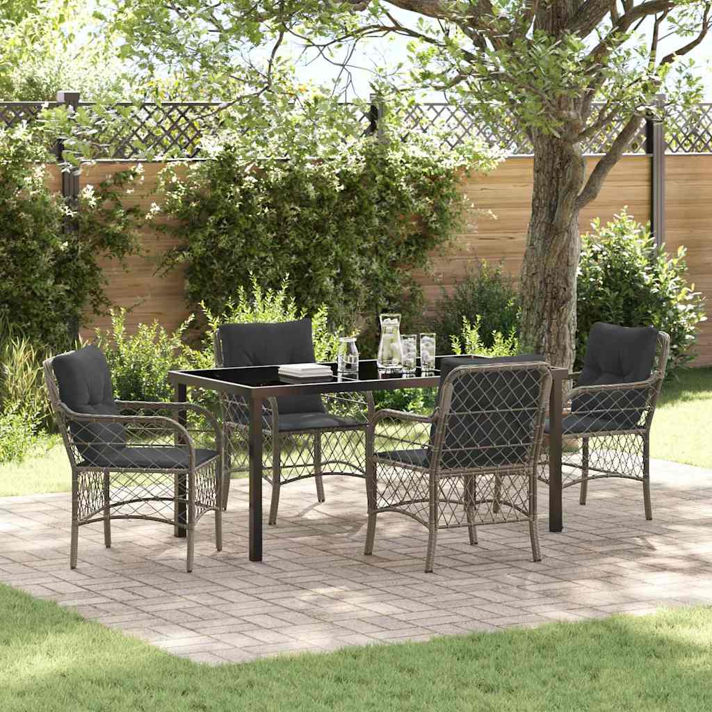 Have Spisebordssæt med pude 5 pcs Grå polyrattan