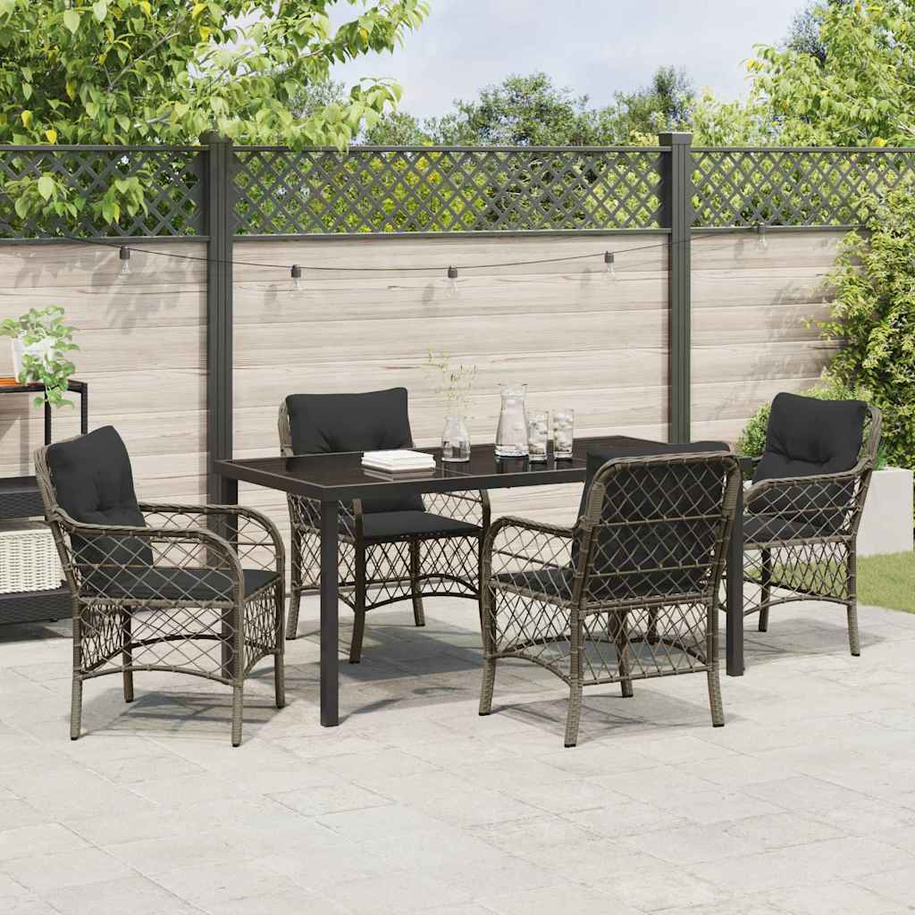 Have Spisebordssæt med pude 5 pcs Grå polyrattan