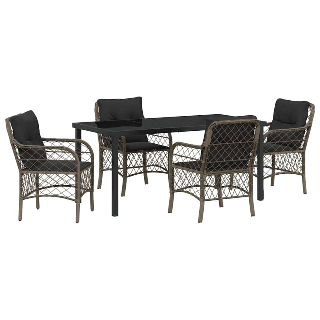 Have Spisebordssæt med pude 5 pcs Grå polyrattan