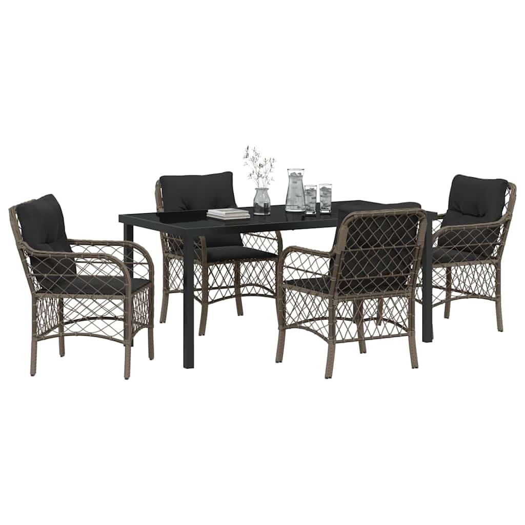 Have Spisebordssæt med pude 5 pcs Grå polyrattan