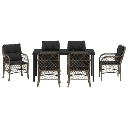 Have Spisebordssæt med pude 7 pcs Grå polyrattan