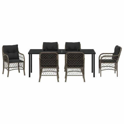 Have Spisebordssæt med pude 7 pcs Grå polyrattan