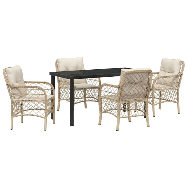 Have Spisebordssæt 5 stk. Beige polyrattan