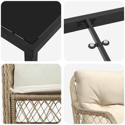 Have Spisebordssæt med pude 5 pcs Beige polyrattan