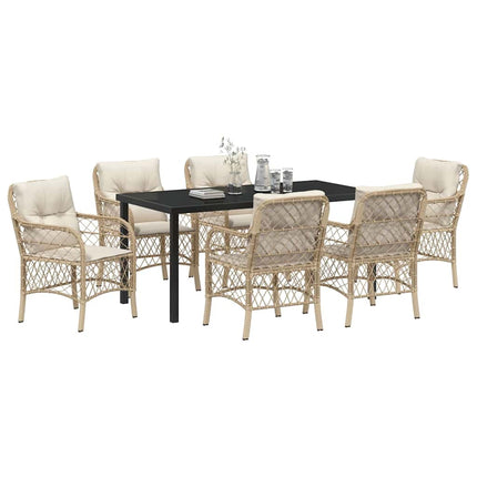 Have Spisebordssæt med pude 7 pcs Beige polyrattan