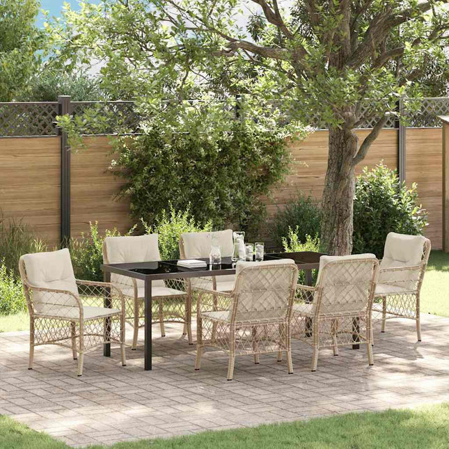 Have Spisebordssæt 7 stk. Beige polyrattan