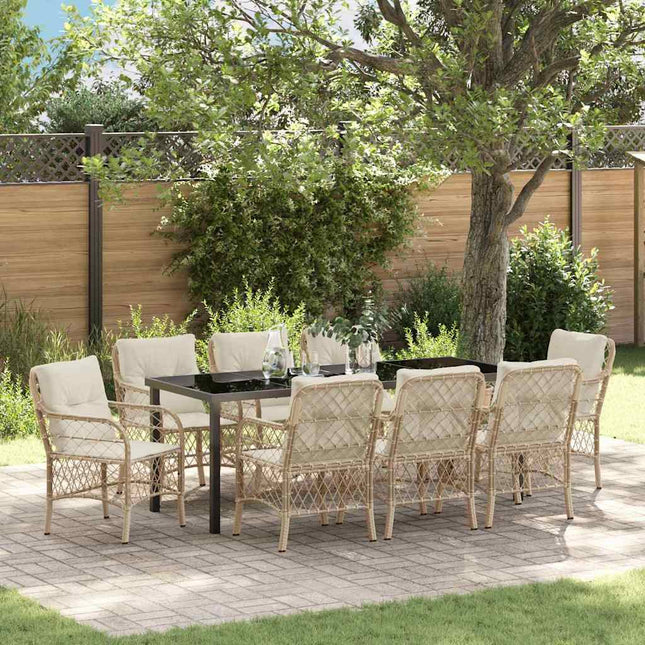 Have Spisebordssæt 9 stk. Beige polyrattan