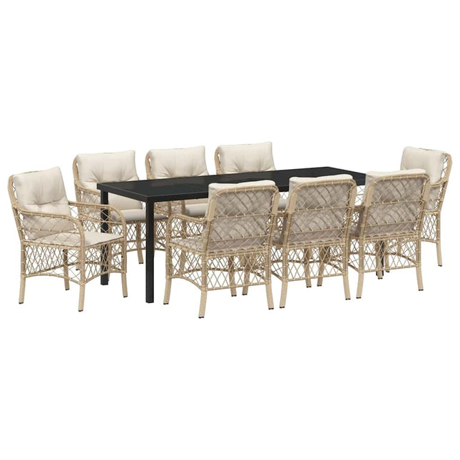 Have Spisebordssæt 9 stk. Beige polyrattan