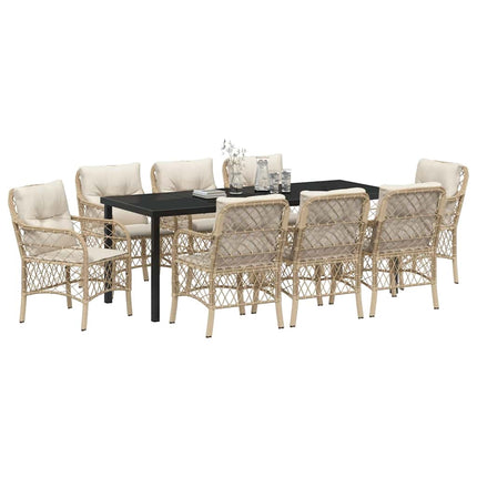 Have Spisebordssæt med pude 9 pcs Beige polyrattan