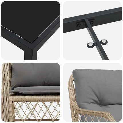 Have Spisebordssæt med pude 3 pcs Beige polyrattan