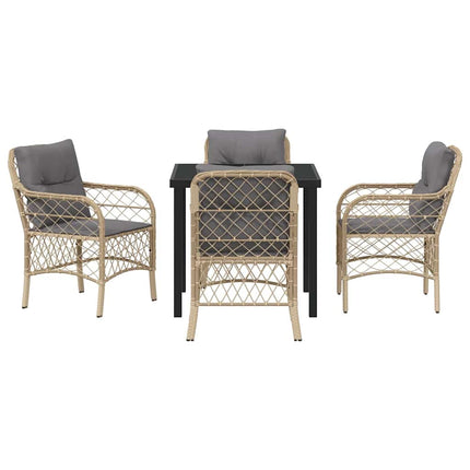 Have Spisebordssæt med pude 5 pcs Beige polyrattan