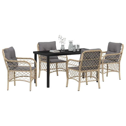 Have Spisebordssæt med pude 5 pcs Beige polyrattan