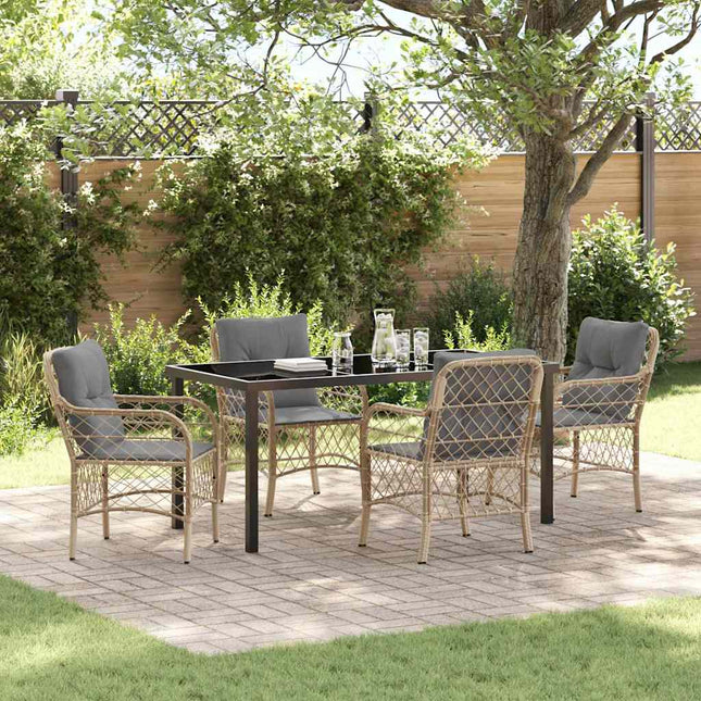 Have Spisebordssæt 5 stk. Beige polyrattan