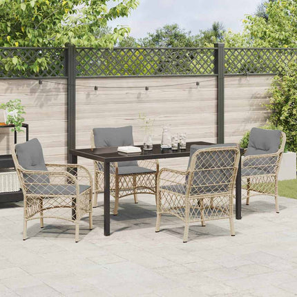 Have Spisebordssæt med pude 5 pcs Beige polyrattan