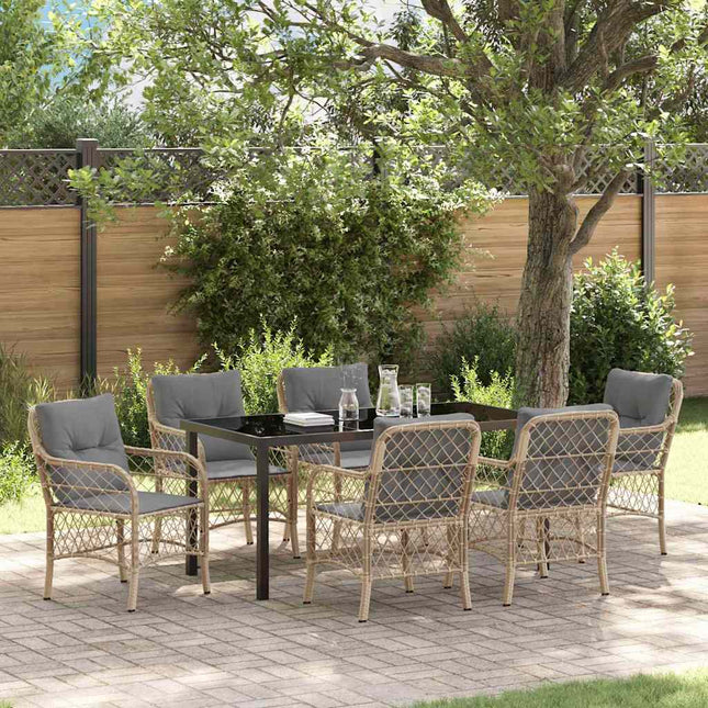 Have Spisebordssæt 7 stk. Beige polyrattan