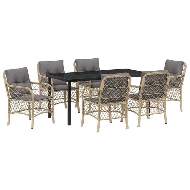 Have Spisebordssæt 7 stk. Beige polyrattan