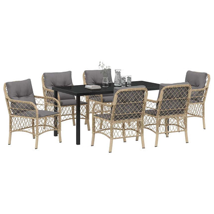 Have Spisebordssæt med pude 7 pcs Beige polyrattan