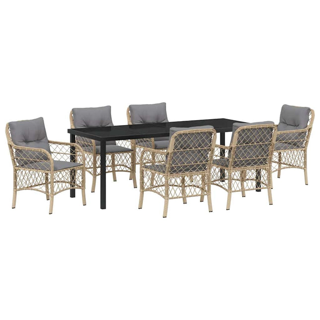 Have Spisebordssæt 7 stk. Beige polyrattan