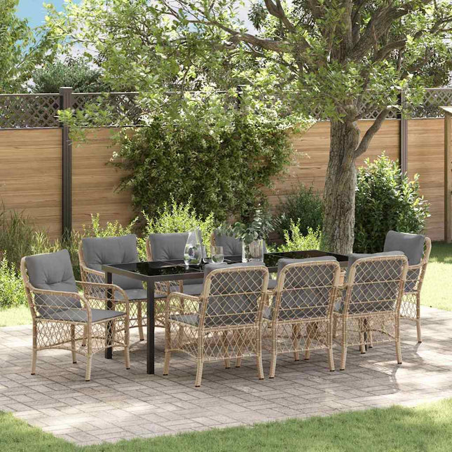 Have Spisebordssæt 9 stk. Beige polyrattan