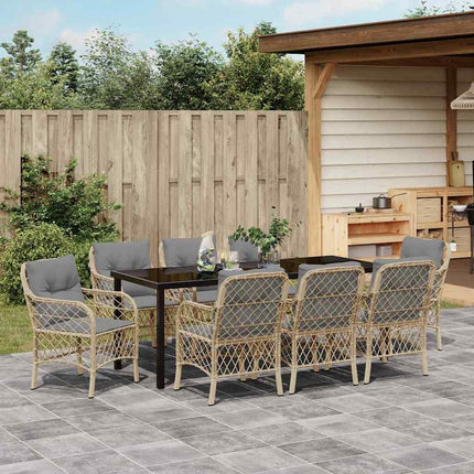 Have Spisebordssæt med pude 9 pcs Beige polyrattan