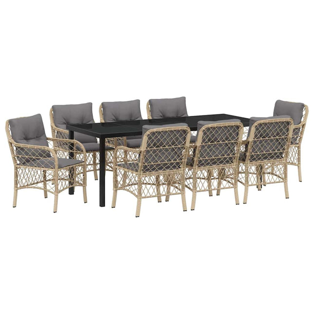 Have Spisebordssæt 9 stk. Beige polyrattan