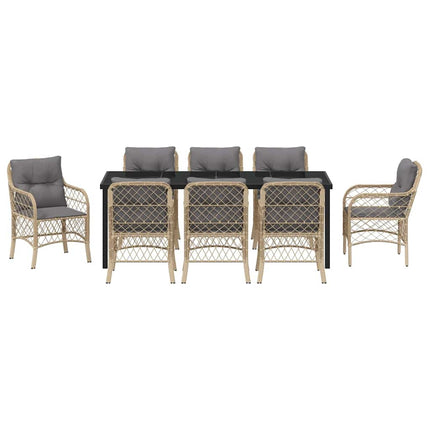 Have Spisebordssæt med pude 9 pcs Beige polyrattan