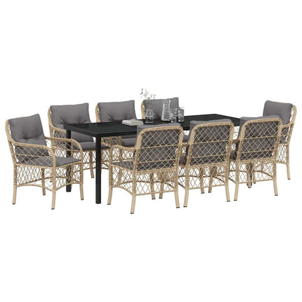 Have Spisebordssæt med pude 9 pcs Beige polyrattan