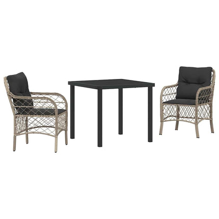 Have Spisebordssæt med pude 3 pcs Lysegrå polyrattan