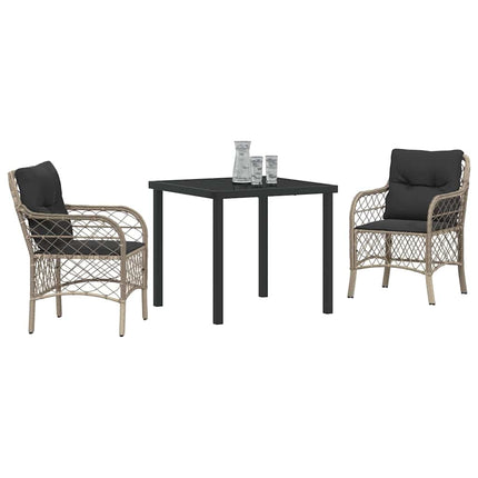 Have Spisebordssæt med pude 3 pcs Lysegrå polyrattan