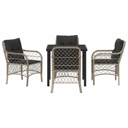 Have Spisebordssæt med pude 5 pcs Lysegrå polyrattan
