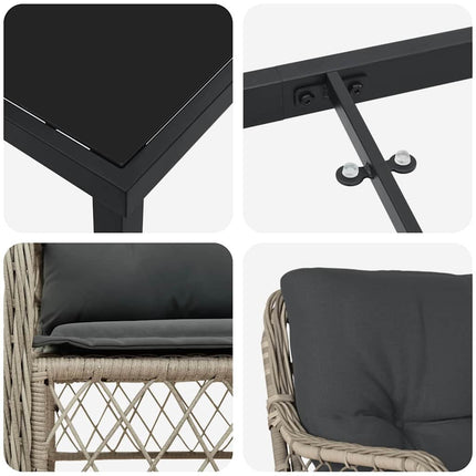 Have Spisebordssæt med pude 5 pcs Lysegrå polyrattan