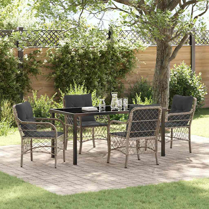 Have Spisebordssæt med pude 5 pcs Lysegrå polyrattan