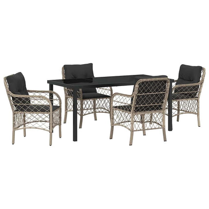 Have Spisebordssæt med pude 5 pcs Lysegrå polyrattan
