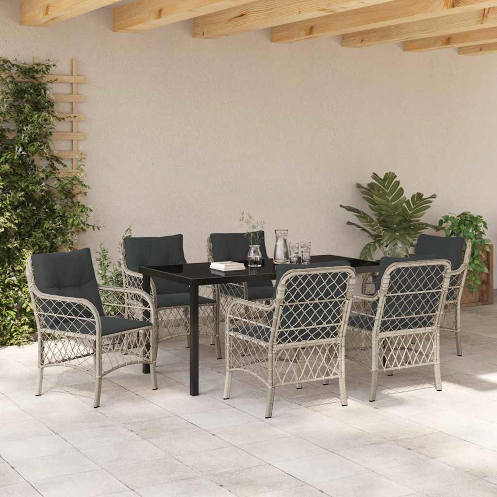 Have Spisebordssæt med pude 7 pcs Lysegrå polyrattan