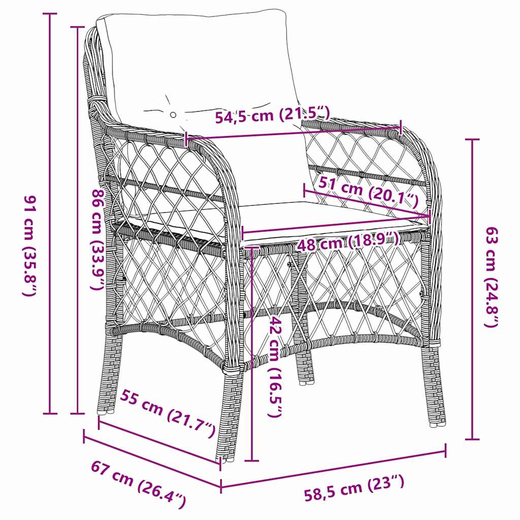 Have Spisebordssæt med pude 7 pcs Lysegrå polyrattan