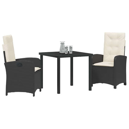 Have Spisebordssæt med pude 3 pcs Sort polyrattan
